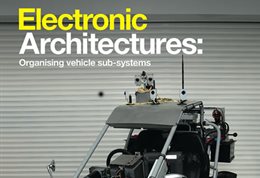 Graphic publicising inaugural lecture titled: Electronic architectures, featuring a vehicle