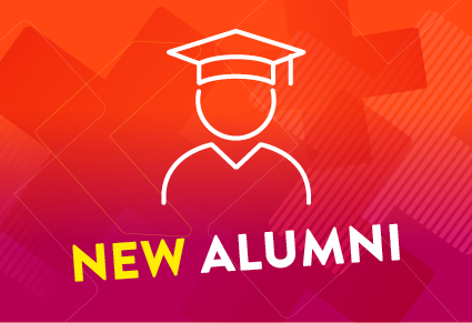 Graphic image with the words New Alumni