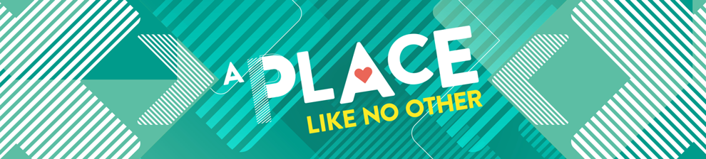 Banner graphic with the text 'A place like no other'